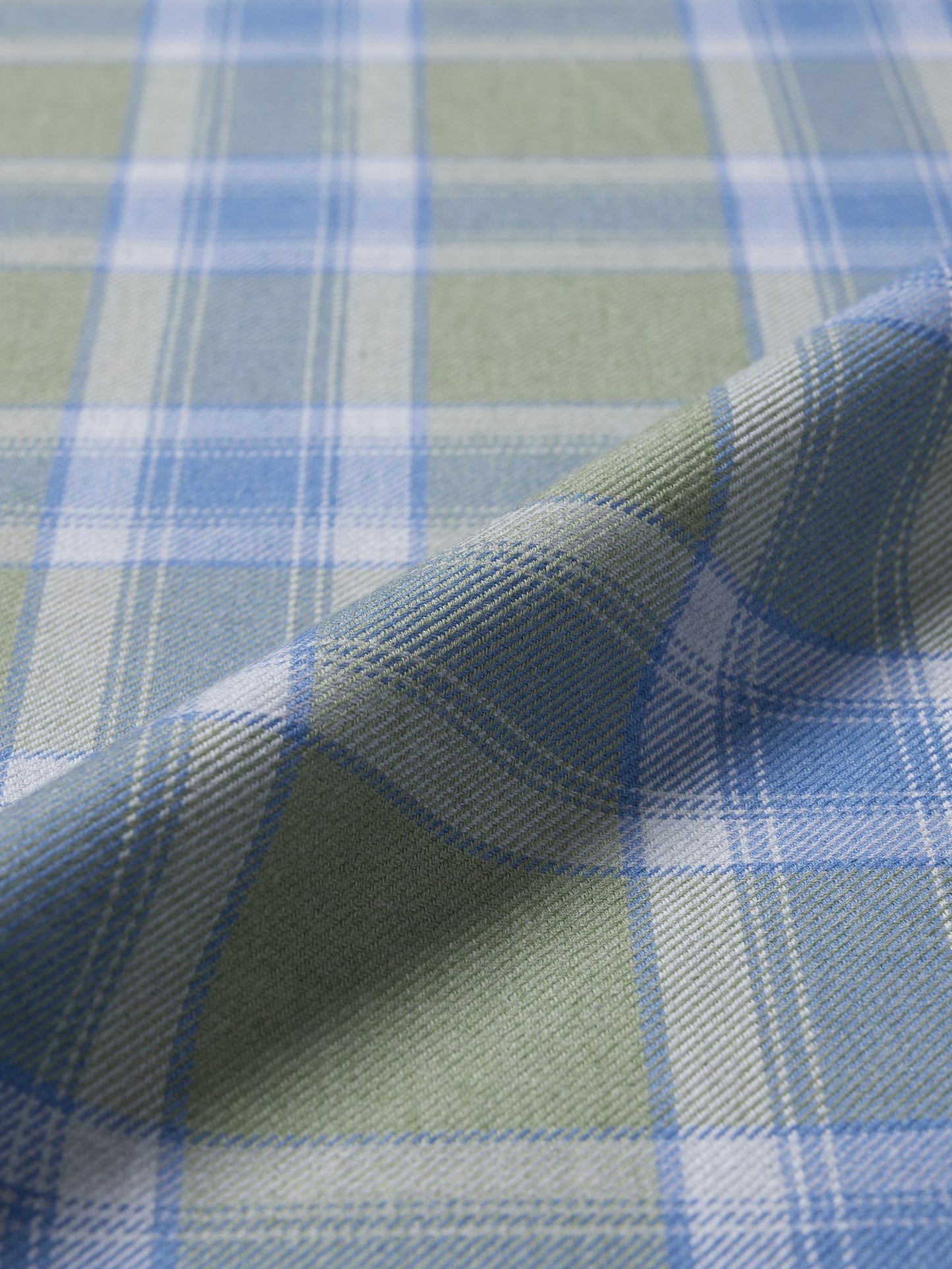 Men’s Sage Green & Sky Blue Plaid Flannel Button-Up Shirt – Soft Cotton Long Sleeve Casual Shirt (S–6XL)