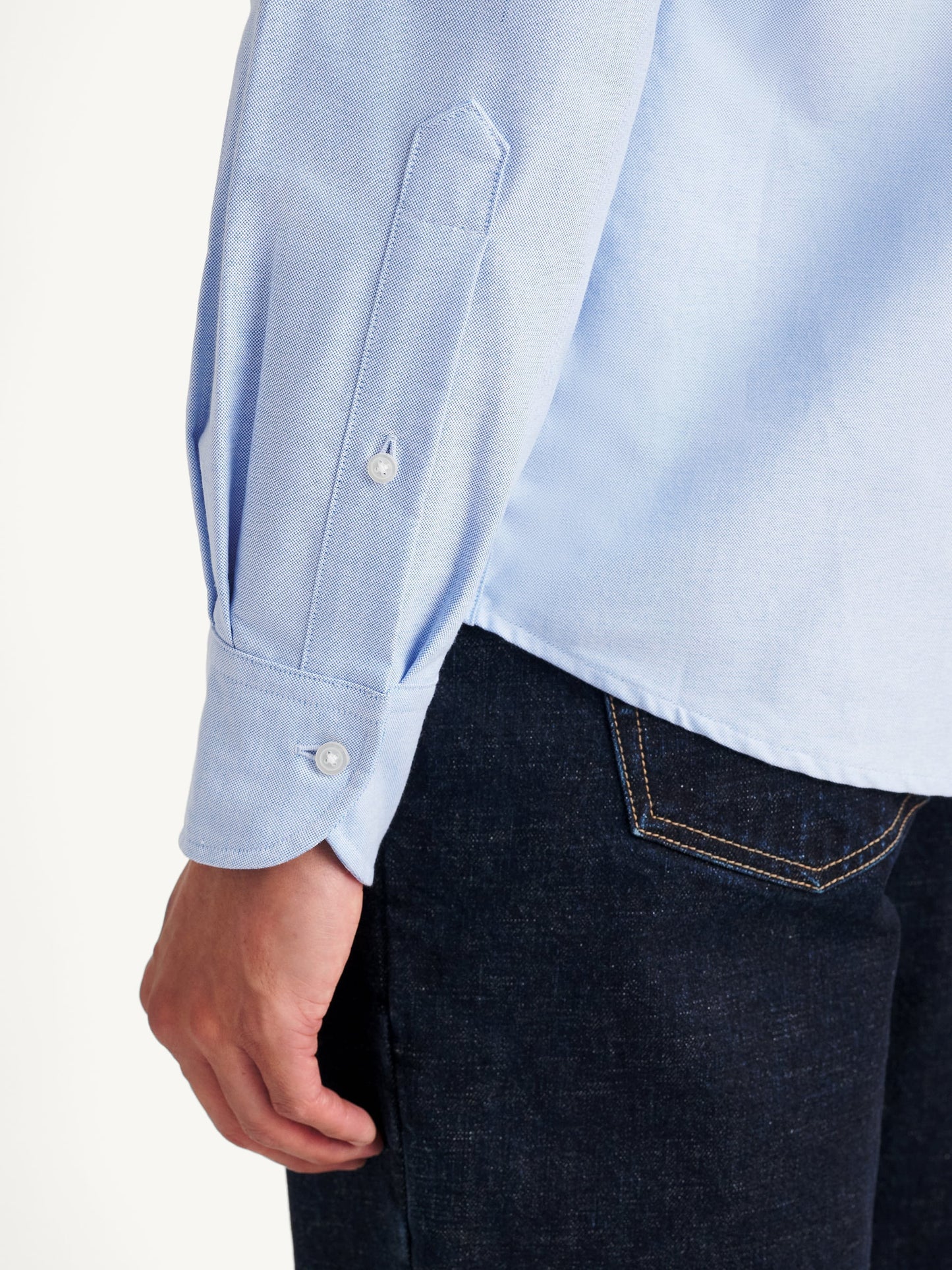 Men’s Light Blue Oxford Button-Down Shirt – Classic Long Sleeve Cotton Dress Shirt with Chest Pocket (S–6XL)
