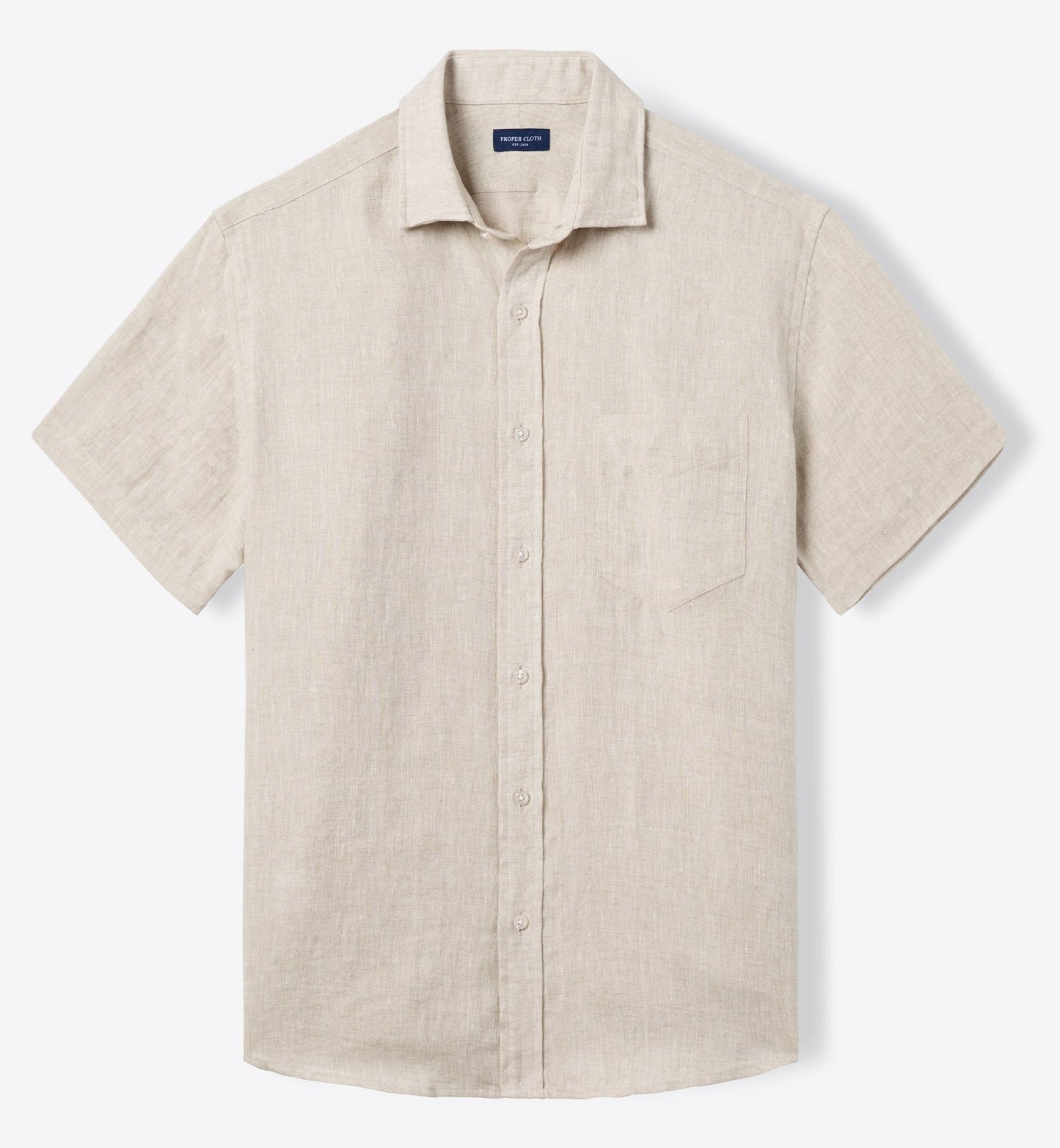 Men’s Beige Linen Blend Short Sleeve Button-Up Shirt – Lightweight Summer Casual Shirt (S–6XL)
