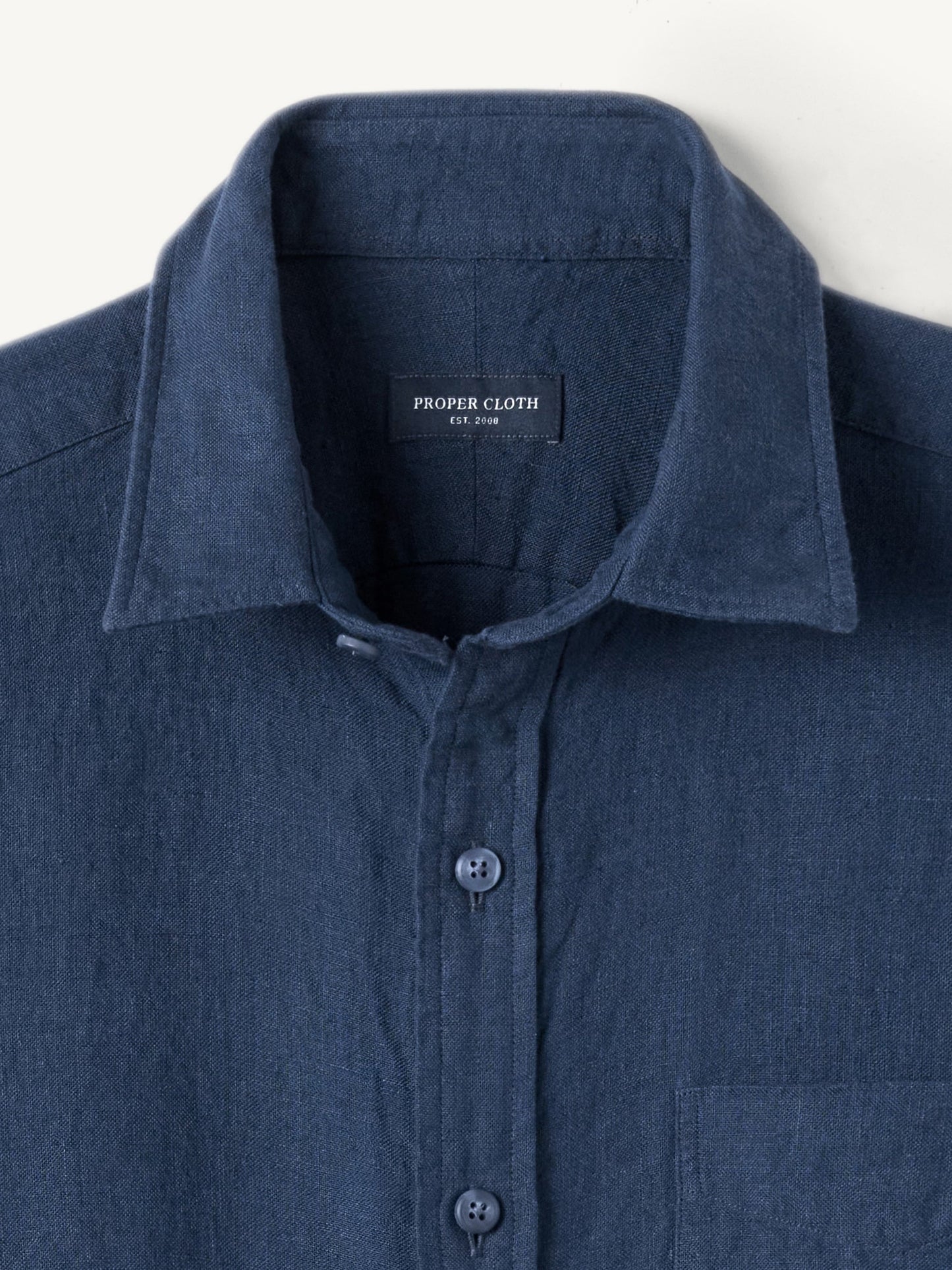 Men’s Navy Linen Blend Long Sleeve Shirt – Lightweight Casual Button-Up Shirt with Chest Pocket (S–6XL)