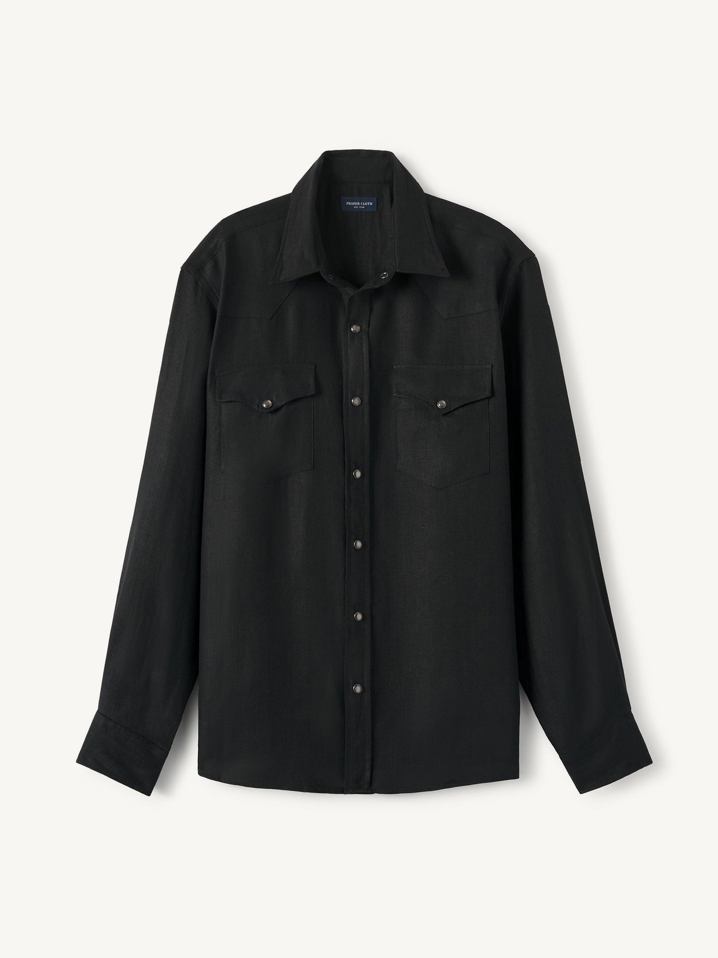 Men’s Black Western Snap Button Shirt – Premium Long Sleeve Casual Shirt with Dual Chest Pockets (S–6XL)