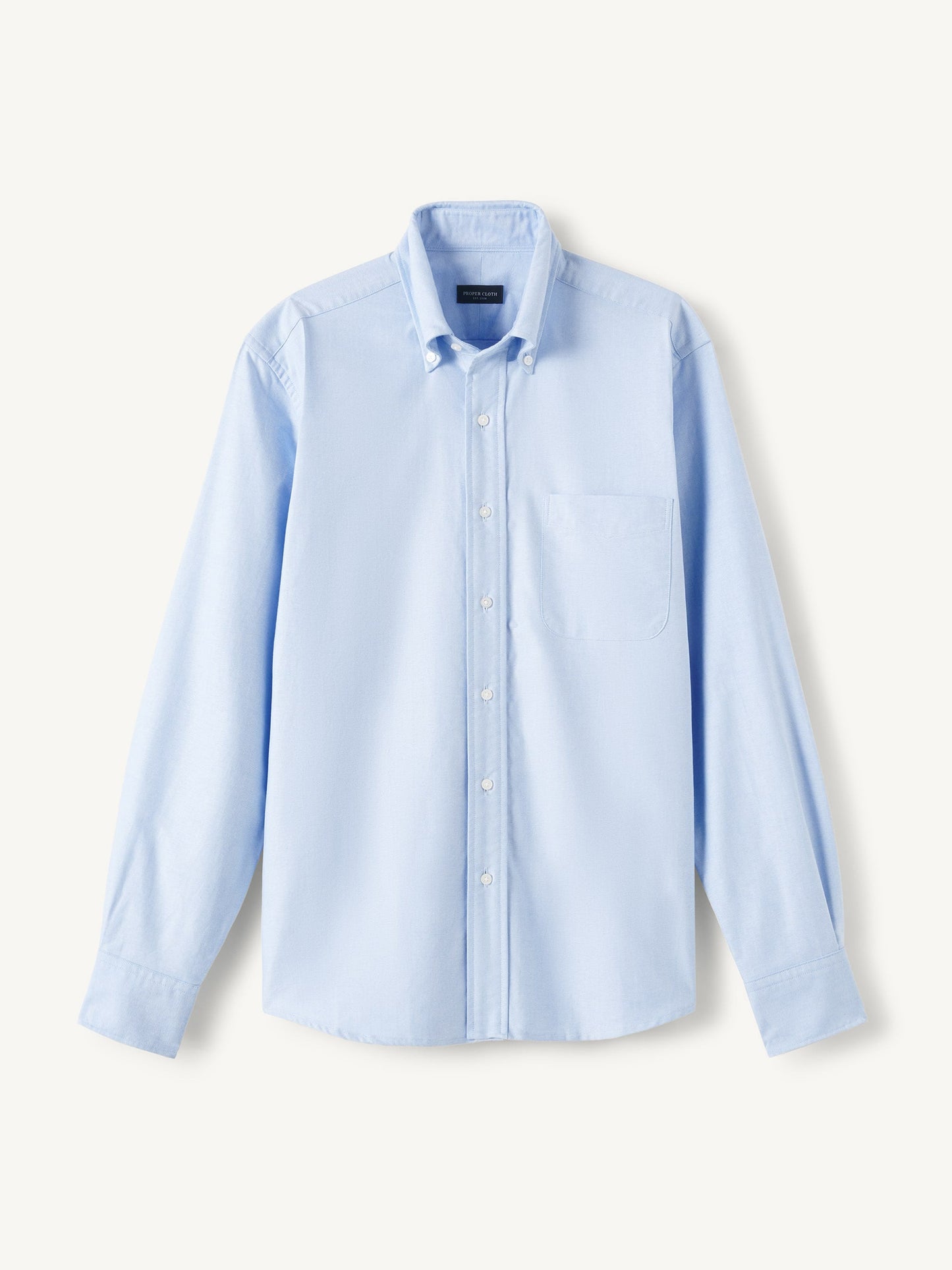 Men’s Light Blue Oxford Button-Down Shirt – Classic Long Sleeve Cotton Dress Shirt with Chest Pocket (S–6XL)